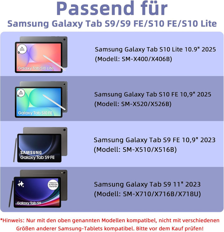Bettdow für Samsung Galaxy Tab S10 Lite/S10 FE 10.9" 2025 Tastatur Hülle, Deutsch QWERTZ Layout Abne