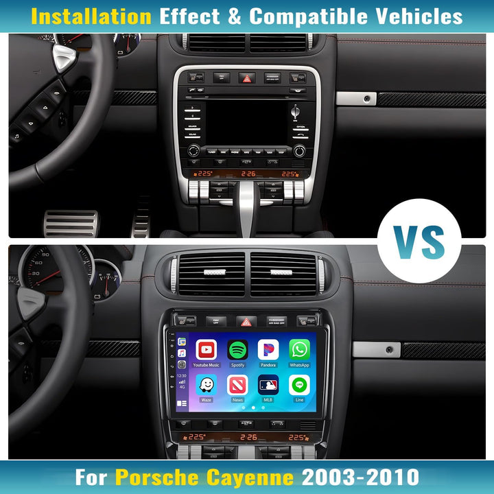SIXTOP 2G+64G Android 13 Autoradio für Porsche Cayenne 2002-2010 mit Carplay Android Auto 9“ Autorad