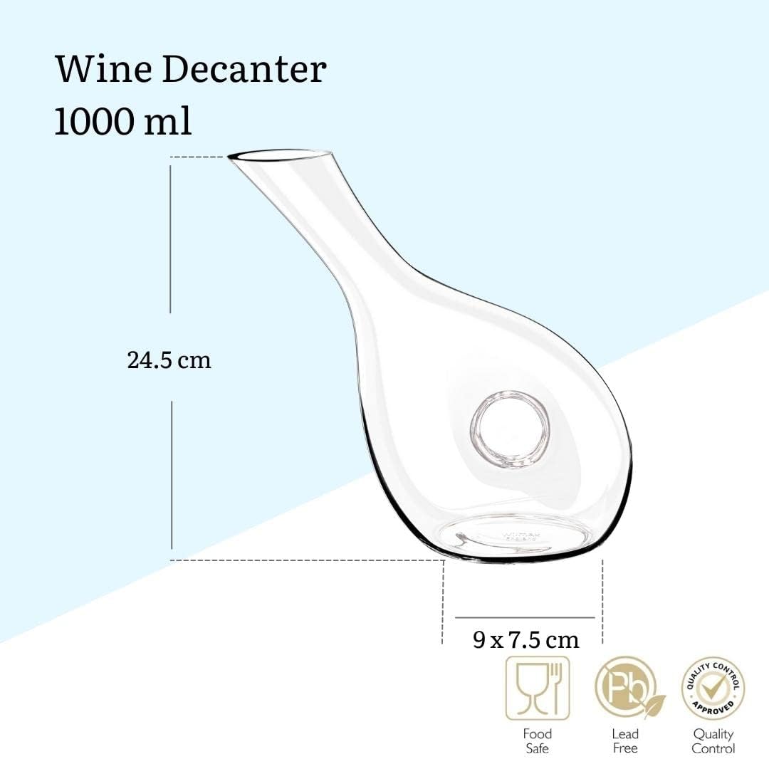 Wilmax Rotwein-Dekanter | 1000 ml | Wein-Karaffe aus Glas | Wein-dekantierer | Weinkaraffe | Dekanti