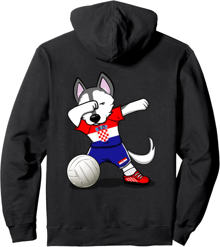 Dabbing Husky Kroatien Volleyball Fans Trikot Kroatische Flagge Pullover Hoodie