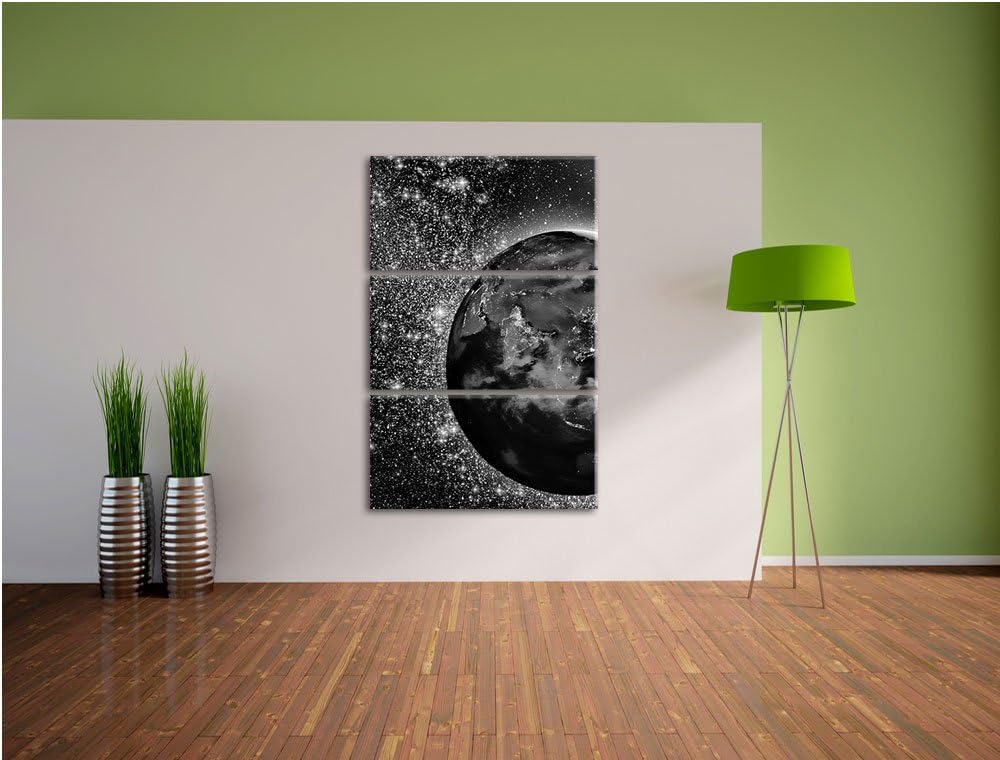 Pixxprint Erde im Weltall als Leinwandbild/Grösse: 3 Teilig (120x80) cm/Wandbild/Kunstdruck/fertig b