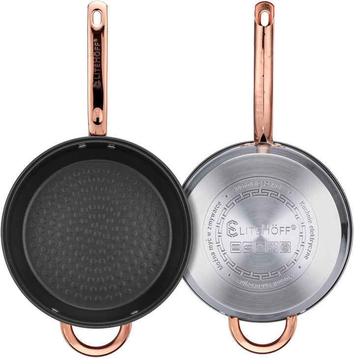 EliteHoff Topfset Induktion, Kochtopf Set mit Glasdeckel, 7-lagiger Edelstahl Topf- & Pfannensets mi