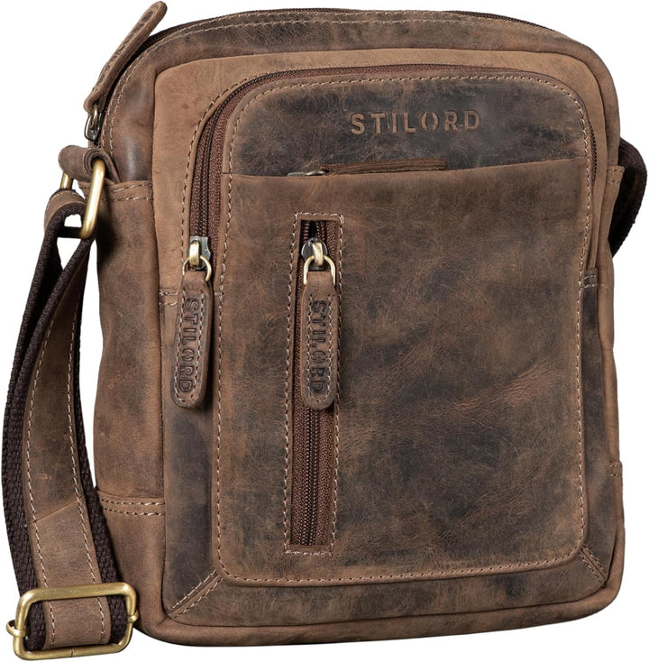 STILORD 'Jamie' Herren Ledertasche - Perfekt für Reisen & Alltag - Kleine Vintage Messenger Bag für
