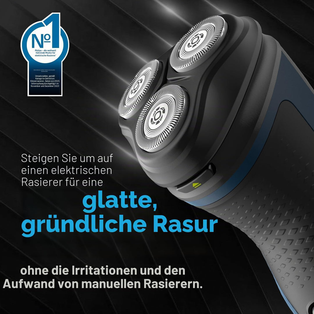 Philips Elektrorasierer für Männer, Nass- und Trockenrasur, 3D-Schwimmköpfe, 27 selbstschärfende Kli