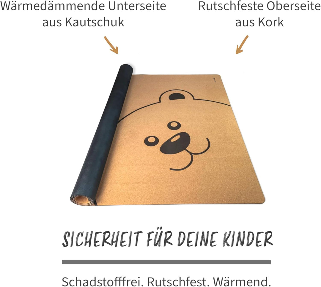 Secoroco Spielmatte aus Kork. Schadstofffreie Krabbelmatte für Babys und Kinder. Teddy 140x110 cm 14