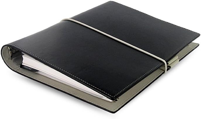 Filofax Domino Persönlicher Organiser Gummibandverschluss nachfüllbar A5, Schwarz schwarz Single, sc