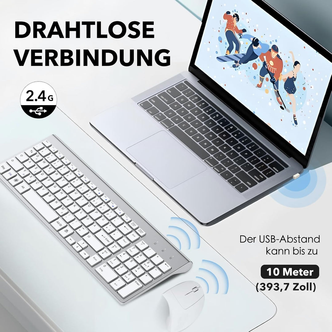 2,4 GHz Kabellose Vertikale Ergonomische Maus und Tastatur Combo Ultradünne tragbare Grösse für PC D