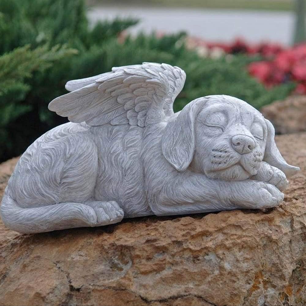 Design Toscano Tierstatue imit Engelsflügeln, Masse: 25,5 x 14 x 12,5 cm, Hund Engel, Hund Engel