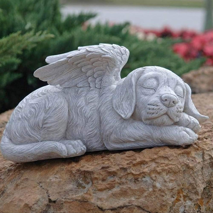 Design Toscano Tierstatue imit Engelsflügeln, Masse: 25,5 x 14 x 12,5 cm, Hund Engel, Hund Engel