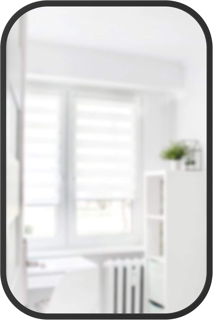 Umbra Hub Wandspiegel – Rechteckiger Spiegel für Diele, Badezimmer, Wohnzimmer und Mehr, Schwarz, 61