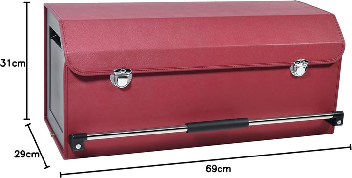60L Premium Leder Auto Kofferraum Organizer mit Deckel - Stabile Griffe, Multifunktionellem Aufbewah