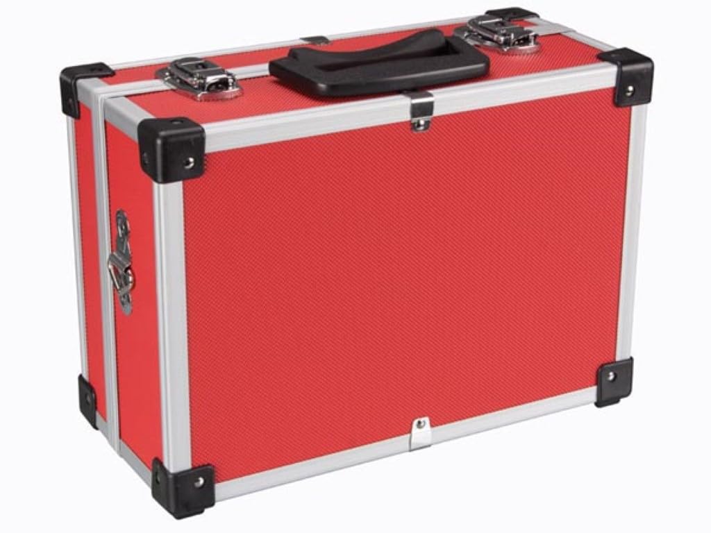 PEREL - 1821-R Aluminium Werkzeugkoffer, 330 mm x 230 mm x 150 mm Abmessungen, Rot 138960