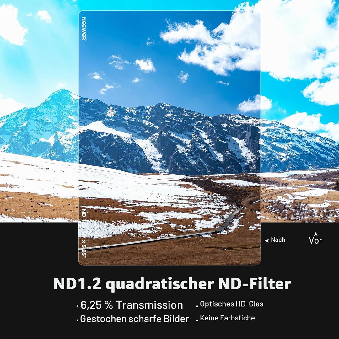 NEEWER ND1.2(4 Stops) Rechteckfilter ND Filter 4" x 5.65" KinoNeutraldichtefilter kompatibel mit Til