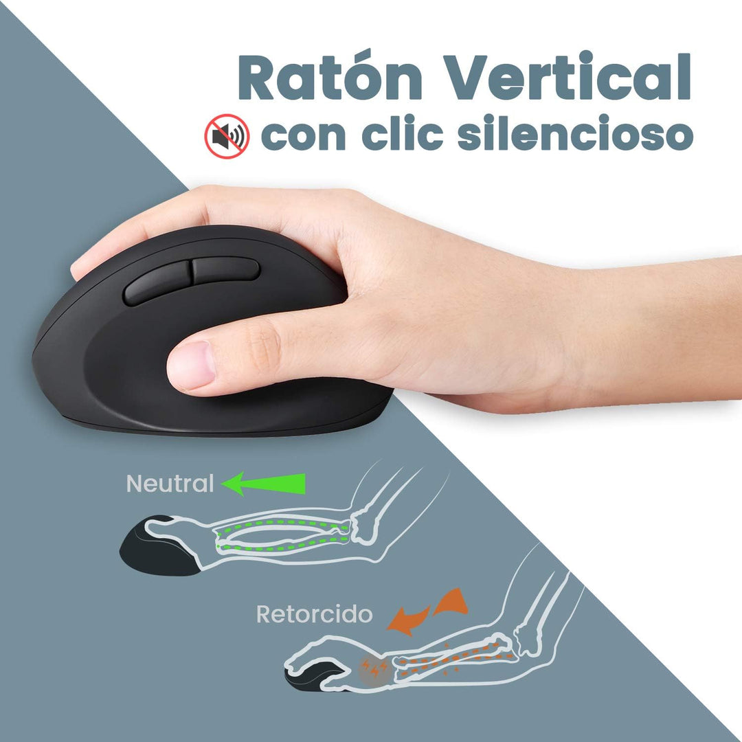 Perixx Periduo-606 Kompakt-Tastatur-Set, ergonomisch, kabellos, vertikal, tragbar, mit Verstellbarer