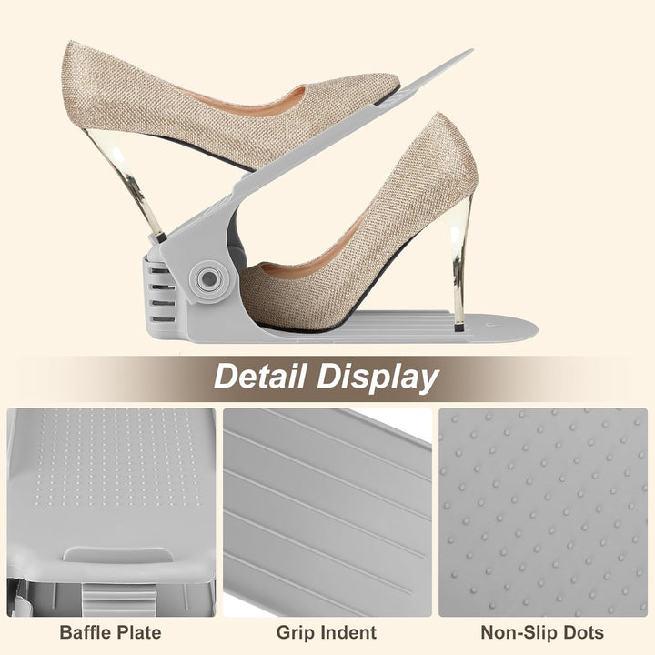 Homtone 20 Stück Schuhstapler, Schuhorganizer Platzsparend, 4 HöHenverstellbar PP Schuhtrenner, Dopp