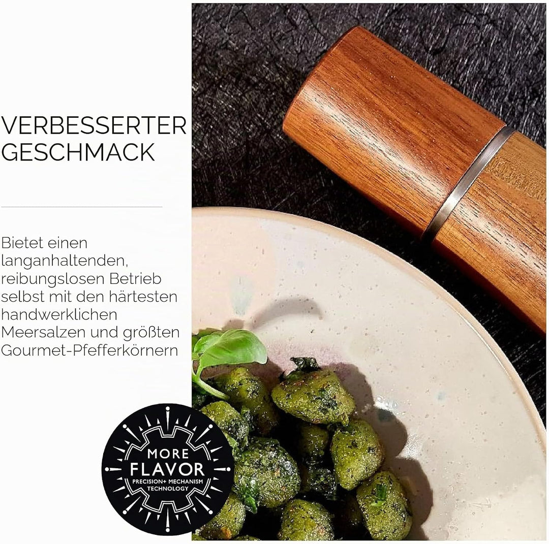 Cole & Mason Marlow Acacia Salzmühle und Pfeffermühle Holz, 2er Set, Akazienholz, 18.5cm, Gewürzmühl