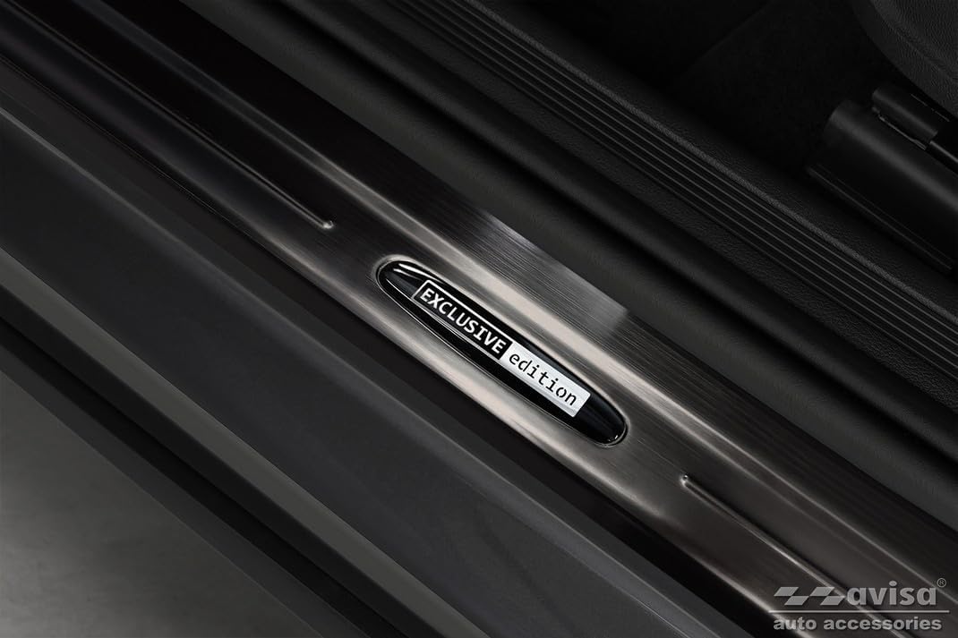 Black Inox door sill protectors compatible with Volkswagen Taigo 2021- 'Exclusive Edition' - 4-piece