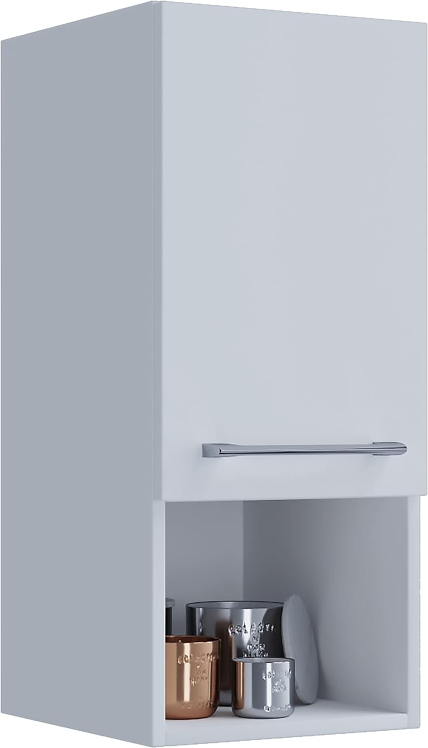 VCM Holz Badmöbel Midischrank Badregal Badschrank Badezimmer Möbel Regal Badinos DF Weiss, Weiss