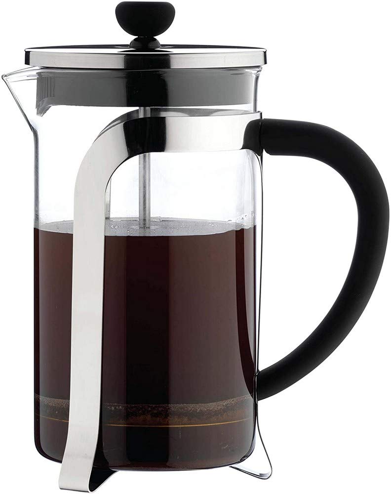 Café Ole Olé Grunwerg MODE Kaffeebereiter aus Glas – 800 ML, 6 Mokkatassen / Demitasse KM-08C Chrom