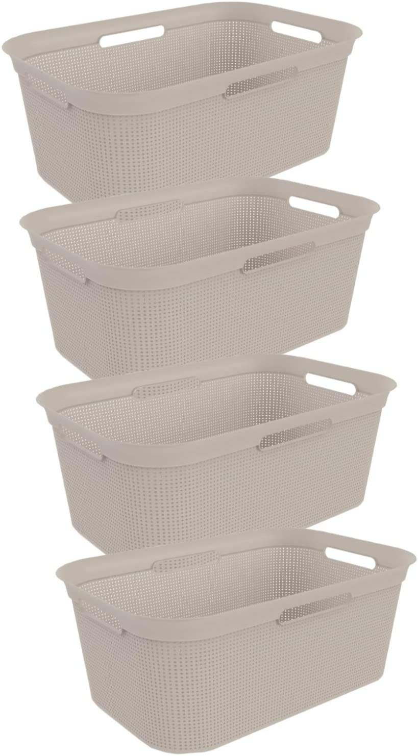 Rotho Brisen 4er-Set Wäschekorb 40l, Kunststoff (PP) BPA-frei, beige, 4 x 40l Cappuccino, Cappuccino