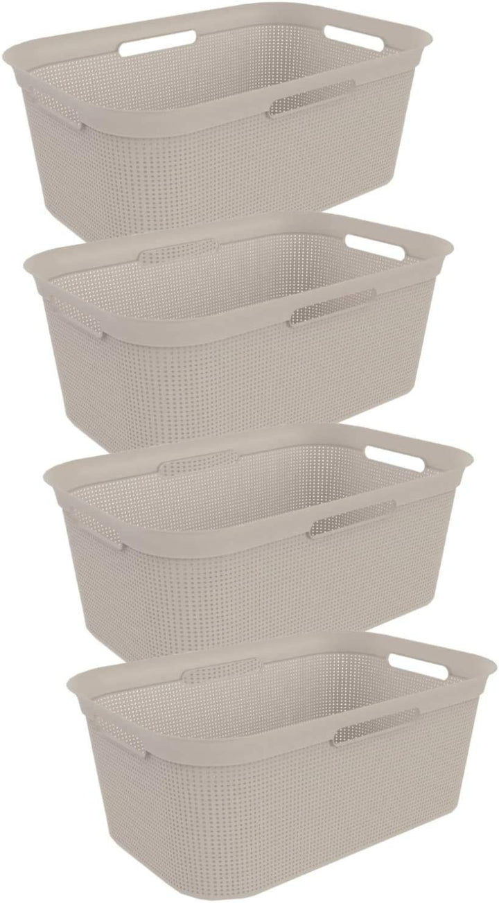 Rotho Brisen 4er-Set Wäschekorb 40l, Kunststoff (PP) BPA-frei, beige, 4 x 40l Cappuccino, Cappuccino