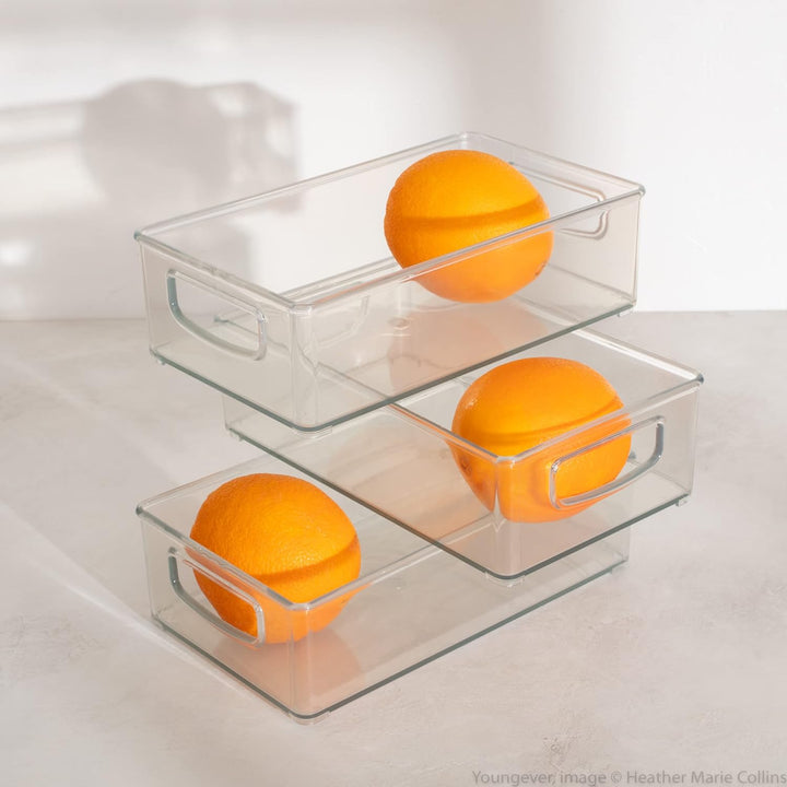 Youngever 4er Set 25 x 15 x 8 cm Kühlschrankbehälter, Speisekammer Organizer, Aufbewahrungsbox Kühls
