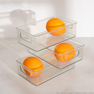 Youngever 4er Set 25 x 15 x 8 cm Kühlschrankbehälter, Speisekammer Organizer, Aufbewahrungsbox Kühls
