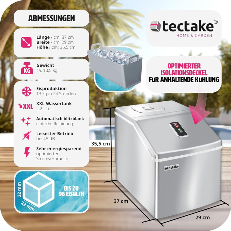 TecTake Profi Eiswürfelmaschine für klare