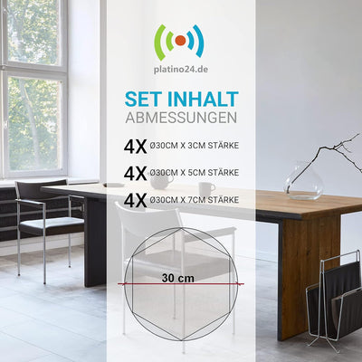 platino24 Schallabsorber 3D-Set aus Basotect G+, 12 Elemente: je Ø30cm Wabe, Verbesserung der Raumak