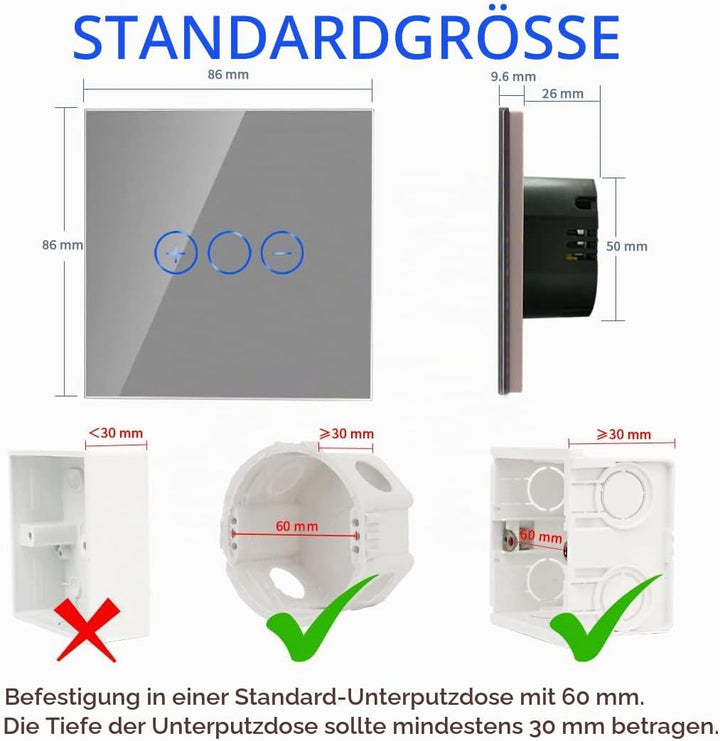 CNBINGO WLAN Dimmschalter für dimmbare LED-Leuchten - Smart Touch Lichtschalter Arbeit mit Alexa, Go
