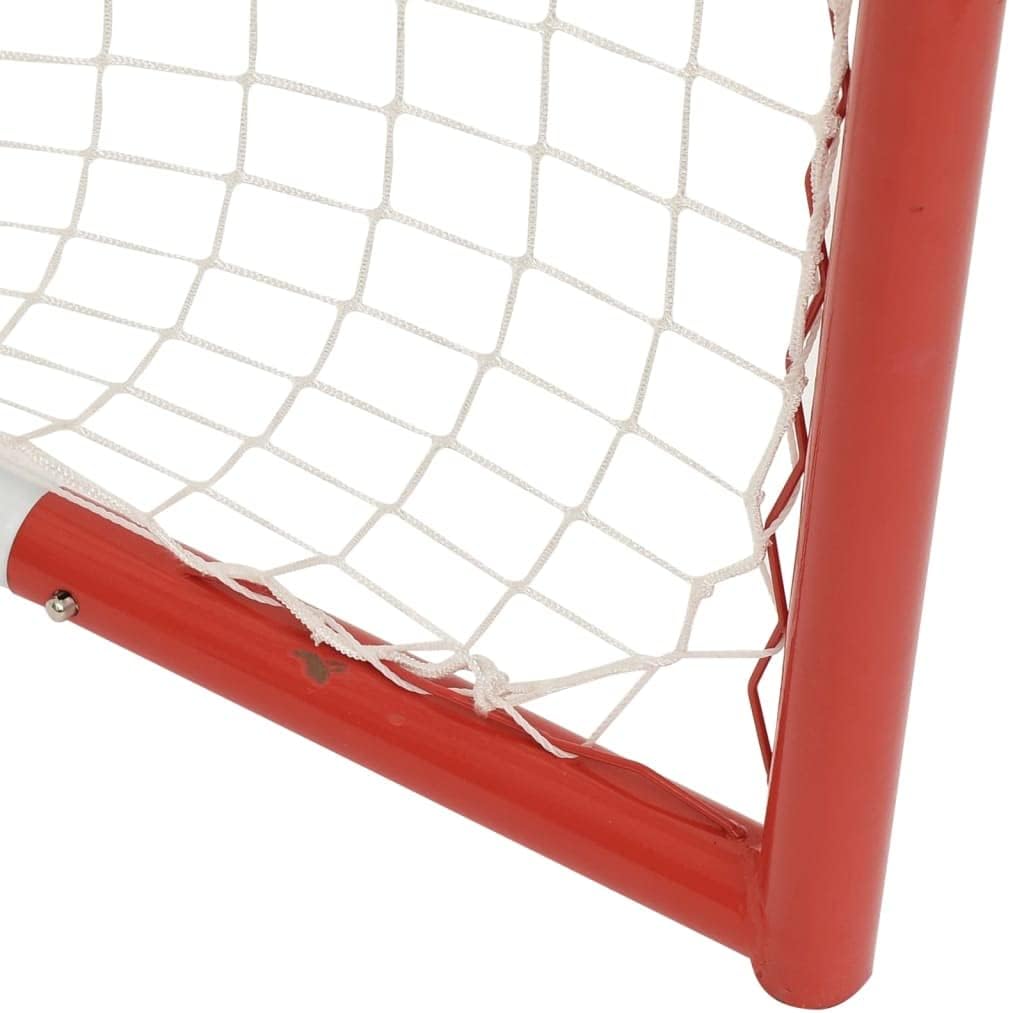vidaXL Hockeytor mit Netz Hockey Tor Fussballtor Rot Weiss Stahl Polyester 153 x 60 x 118 cm, 153 x