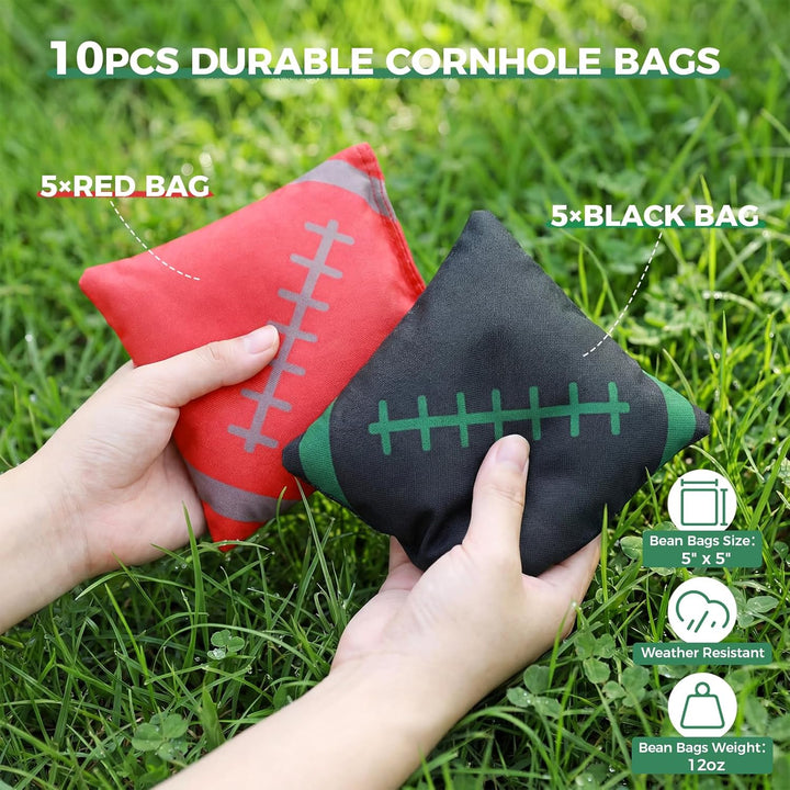Cornhole Set Outdoor, 90x60cm or 120x60cm Echtholz Wurfspiel – Bean Bag Game mit 10 Säckchen & Tasch