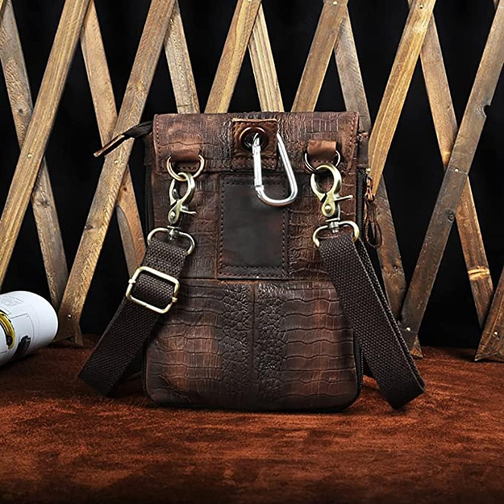 Le'aokuu Herren Verrückt Pferd Leder Tasche Freizeit Universität Schultasche Reisetasche Schultertas