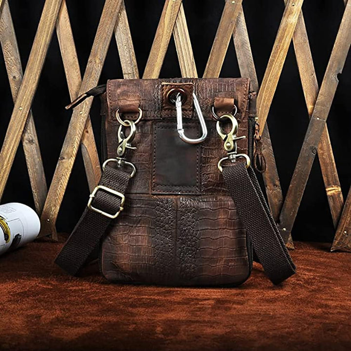 Le'aokuu Herren Verrückt Pferd Leder Tasche Freizeit Universität Schultasche Reisetasche Schultertas