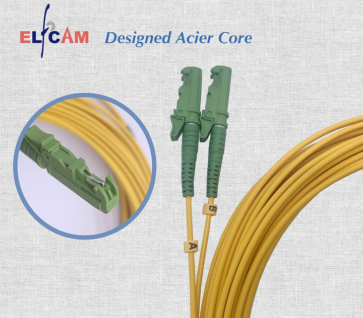 Elfcam® - 50m Glasfaserkabel E2000/APC zu SC/UPC,Monomode Duplex, Optischer 9/125μm Strumpfhalter OS