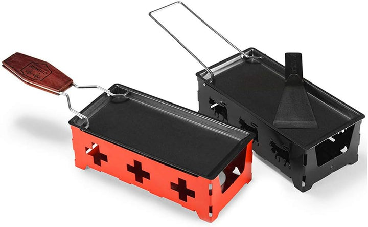Käse Grill Käse Schmelzgerät Tragbar Kerzenlicht Raclette-Metall Antihaft-Käsepfanne (Rosso) Rot, Ro