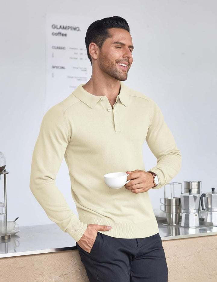 COOFANDY Herren Pullover Mit Polokragen Strick Polo Pullover Langarmshirt Strickpullover Männer Pull
