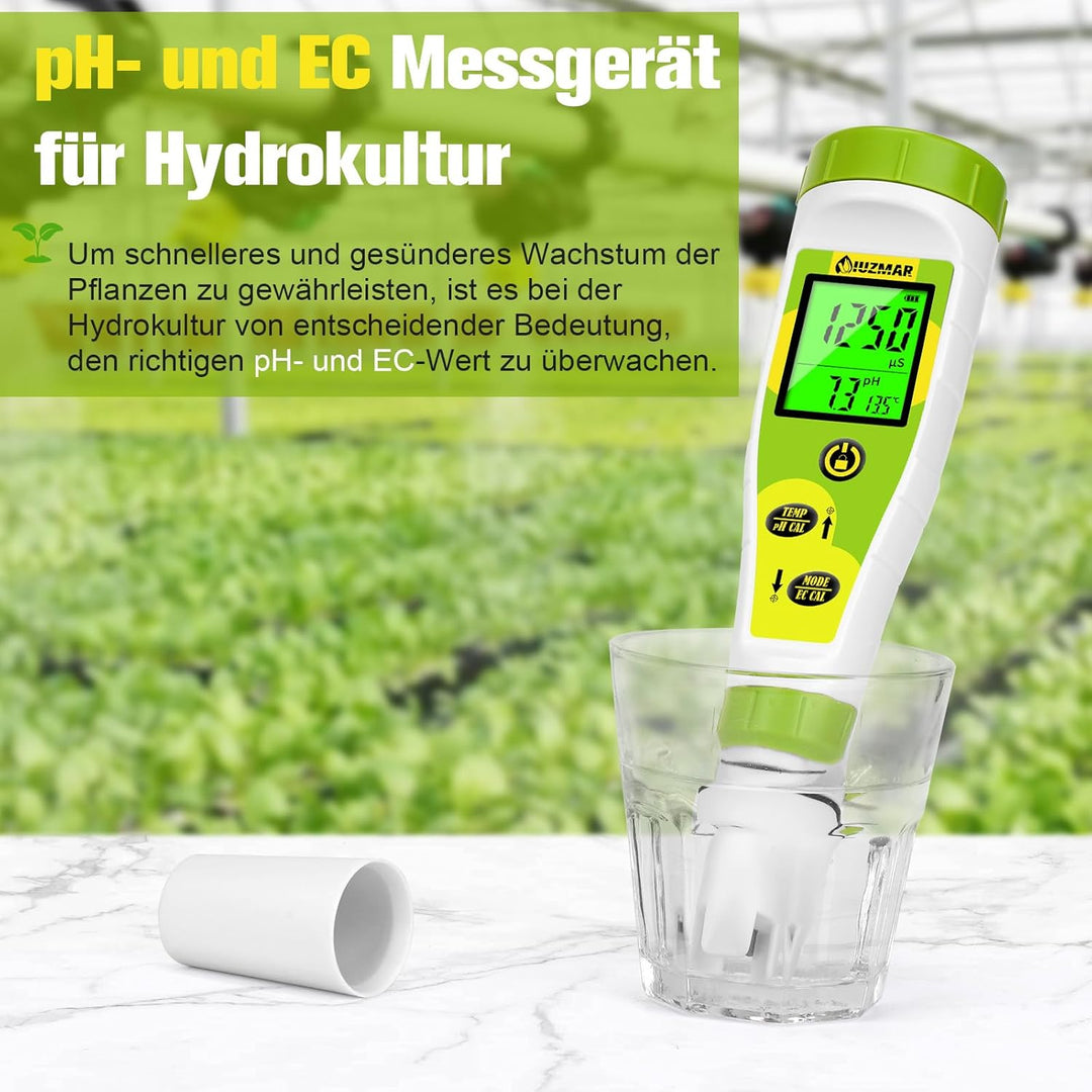 UIUZMAR pH und EC Messgerät Grow, PPM und pH Messgerät für Wasser Hydrokultur Nährstoffe, Messen von