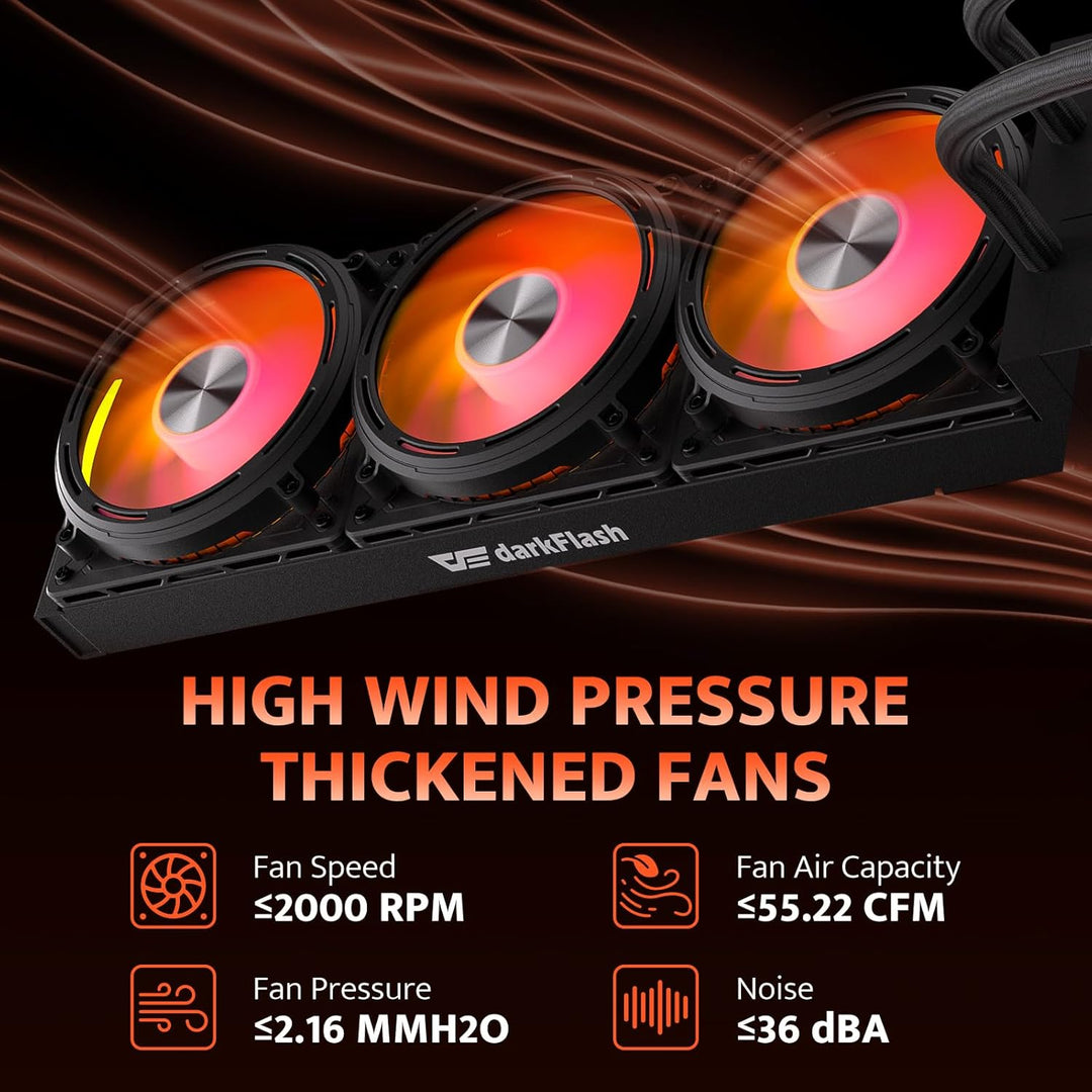 darkFlash DE360 All-in-One CPU Flüssigkeitskühler, 2,88" LCD-Bildschirm 480x480 Auflösung, ARGB-Sync