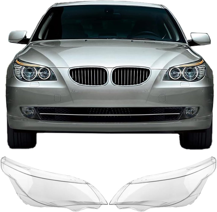LST 2x Scheinwerferglas Streuscheibe Frontlicht Abdeckung links rechts Set kompatibel mit BMW 5er E6