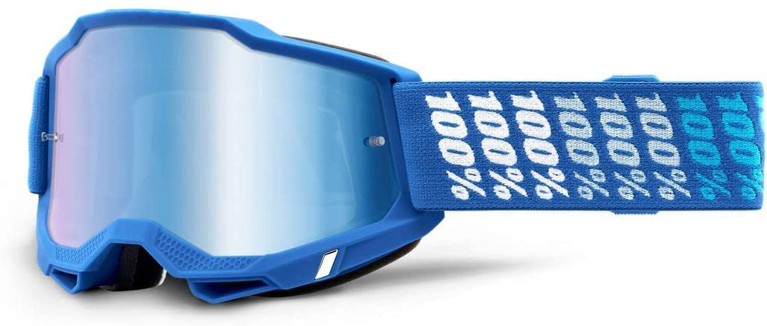 100% Motocross Brille Accuri 2 Verspiegelt, Yarger - Blau Weiss, 50221-25