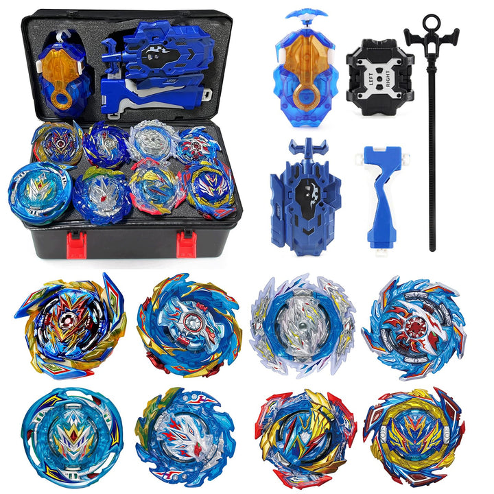 12Pcs Gyros Turbo Kreisel Set, Spielzeug Geschenk + Launcher Mit Box Set,Blue, Blue
