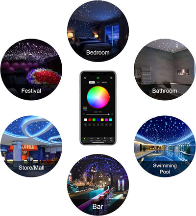 CHINLY Bluetooth 16W RGBW LED Fiber Optic Star Deckenleuchten Kit APP/Fernbedienung 200pcs*0,75mm*2m