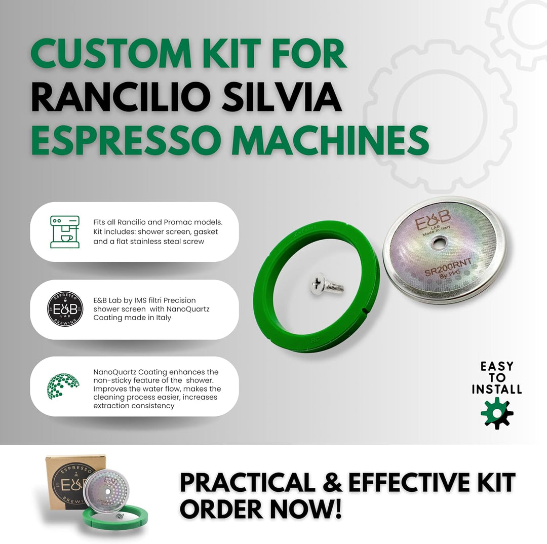 Tune Up Kit für Rancilio Silvia Espresso. Nanotech Verstärkter Bildschirm, Cafelat-Dichtung, flache