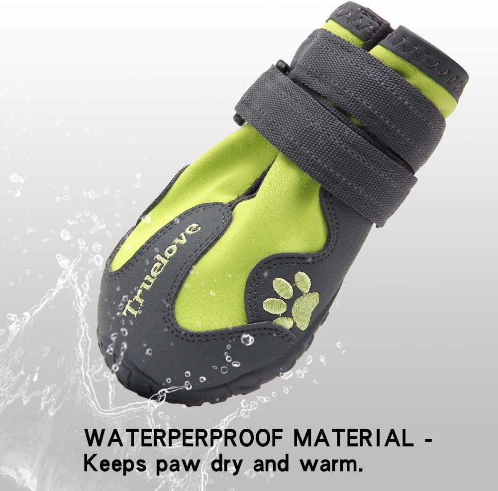 MOKCCI Truelove Pfotenschutz Hundestiefel,Wasserdicht Hundeschuhe mit Reflektierenden Riemen für Kle