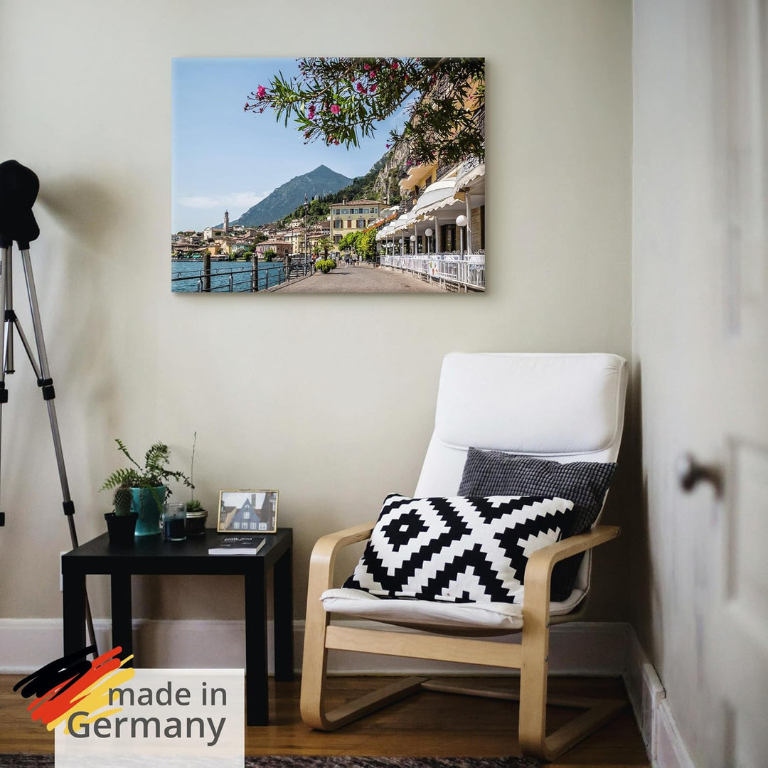 ARTland Leinwandbilder Wandbild Bild auf Leinwand 120 x 90 cm Wanddeko Stadt Pier Promenade Restaura