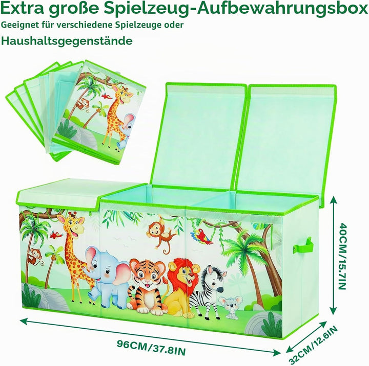 Extra Gross Aufbewahrungsbox mit Deckel Kinder, Zusammenklappbare Oxford-Spielzeugkiste mit Griff fü