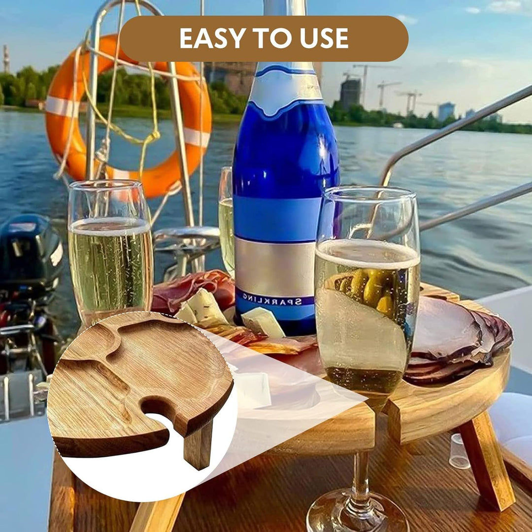 Outdoor Weintisch Tragbar, Mini Campingtisch, Picknicktisch Rund Holz Tragbarer, Outdoor Weintisch P