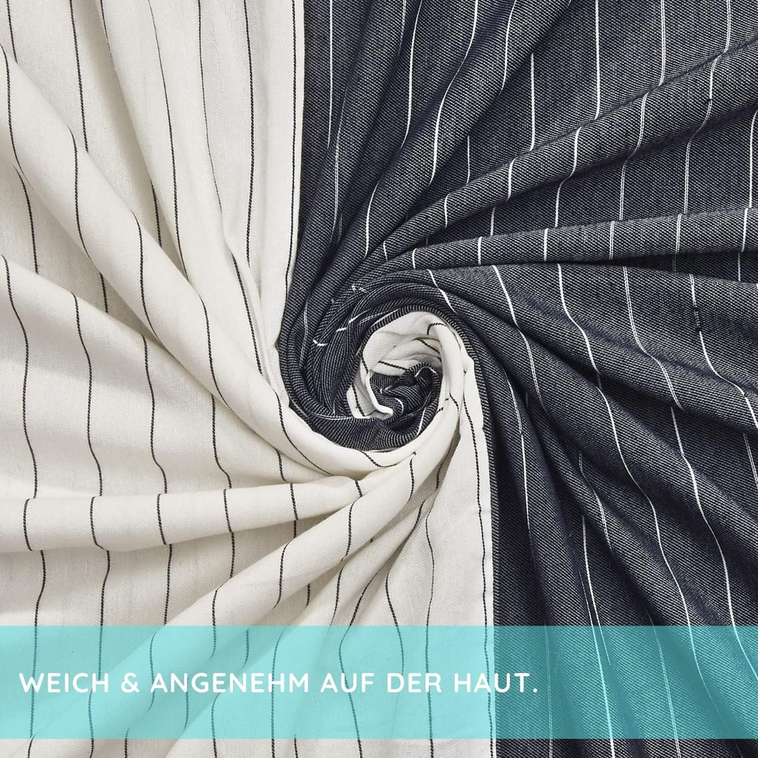 2X Bettwäsche-Sets – pflegeleichte, gewaschene Baumwolle – atmungsaktiver, strapazierfähiger, weiche