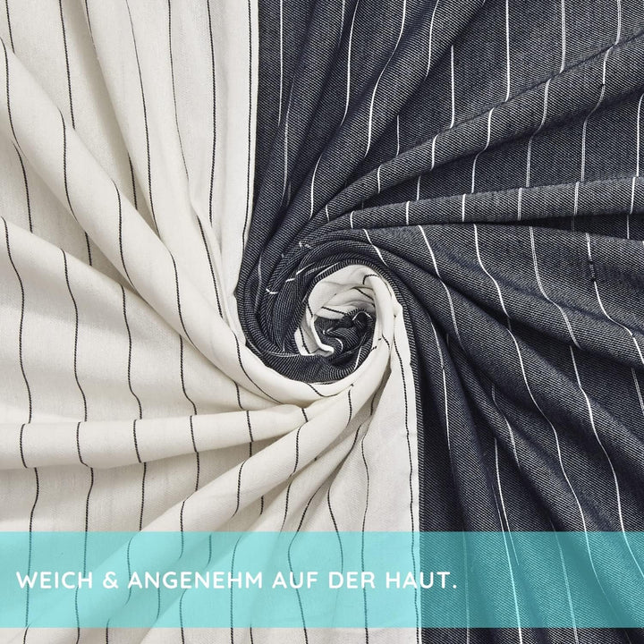 2X Bettwäsche-Sets – pflegeleichte, gewaschene Baumwolle – atmungsaktiver, strapazierfähiger, weiche